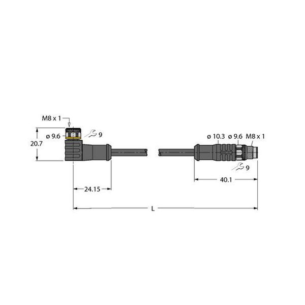 Actuator and Sensor Cable, PUR Extension Cable   PKWS4M-0.6-PSGS4M/TXL image 1