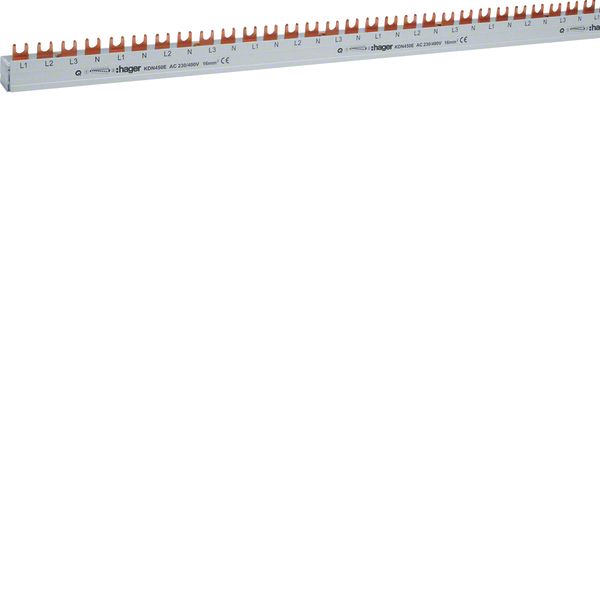 Insulated busbar 3P+N 80A fork 16mm² 58M image 1