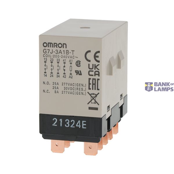 Power Relay, 3PST-NO/SPST-NC, quick connect, 25 A, 220/240 VAC G7J 1080F image 1
