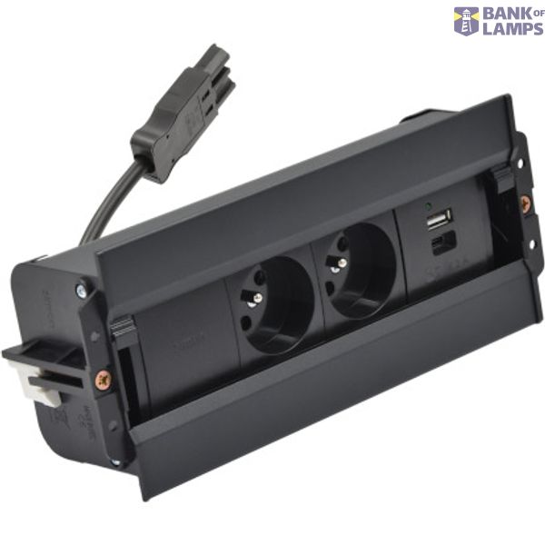 Mediaport Spinner: 2x250V E type + USB A+C charger, Wieland quick connector; black image 1