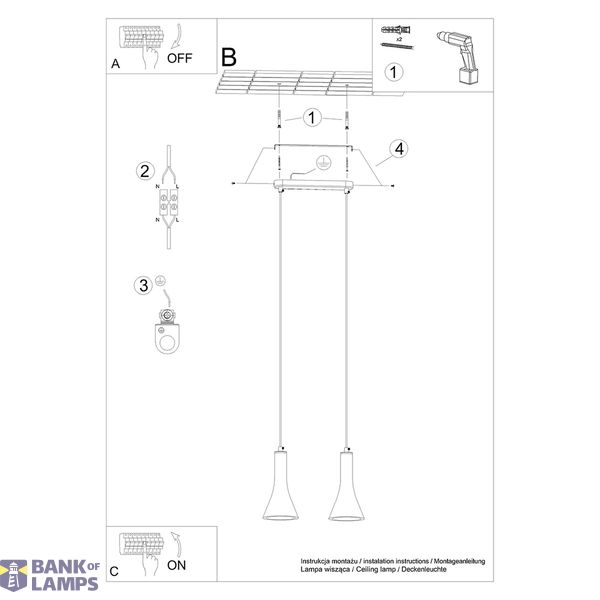 HANGING LAMP REA 2 CONCRETE E14 2X12W IP20 image 3