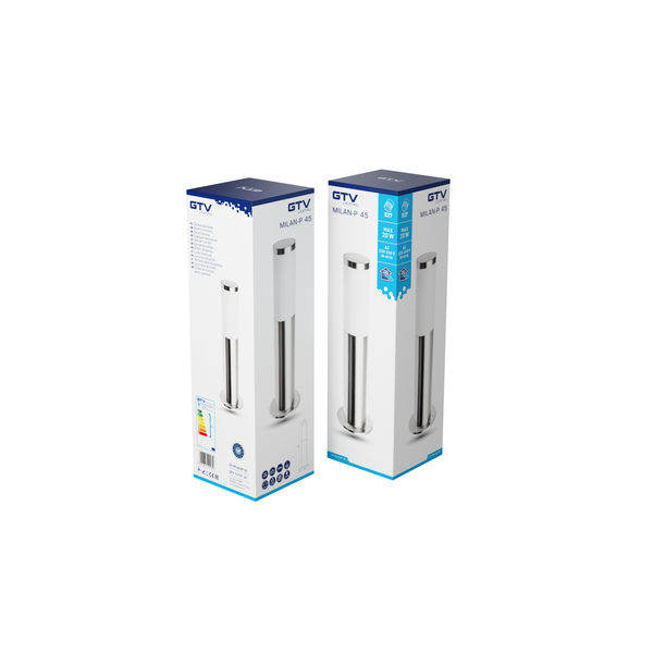 Garden luminaire MILAN, E27, max. 40 W, IP44, post 450 mm, stainless steel image 2