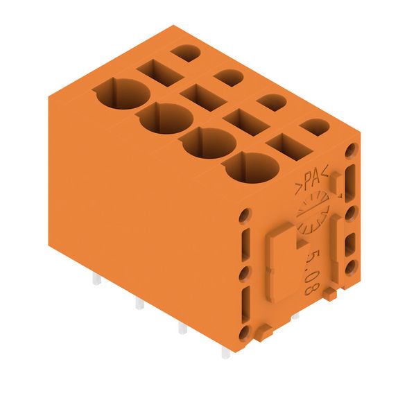 Printed circuit board terminals, 5.08 mm, Number of poles: 4, 180°, Solder pin length (l): 3.5 mm, tinned, orange, PUSH IN without actuator, Clamping range, max. : 2.5 mm², Box image 2