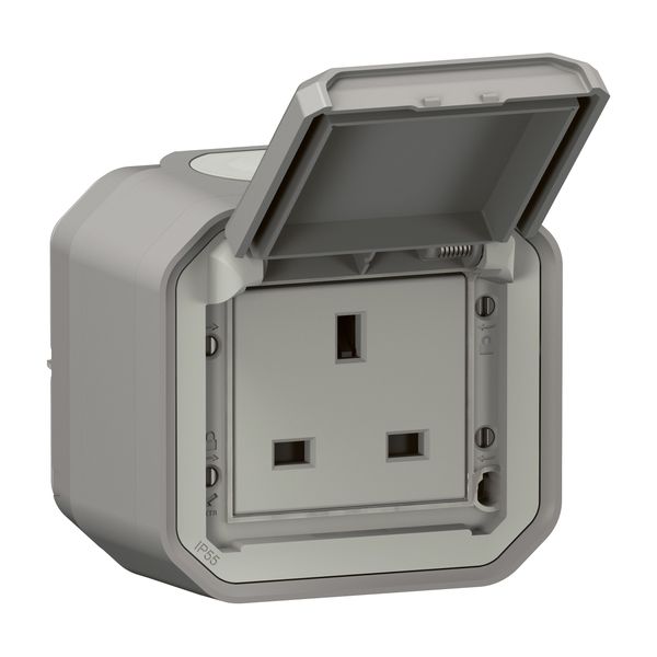 PLEXO BRITISH STANDARD 13A SOCKET OUTLET - GREY - SURFACE image 1