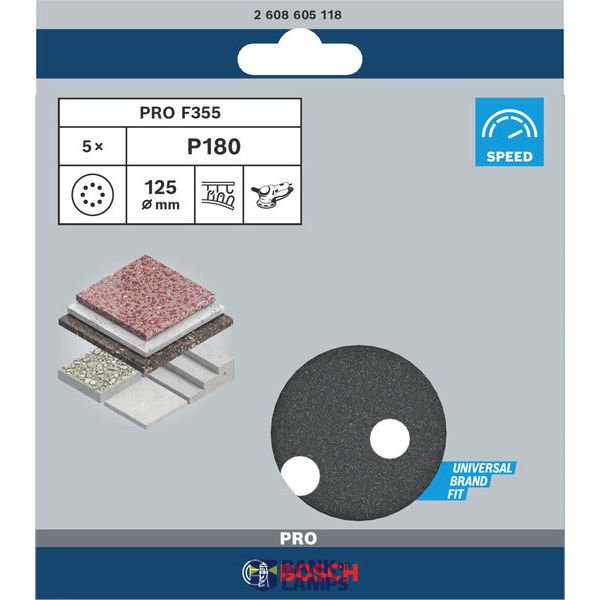 F355 sanding sheet, pack of 5 125 mm, 180 image 3