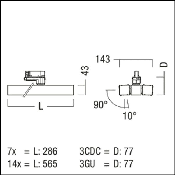 SCENO 2X7 7000-840 SWI 3GU DA WH - LED spotlight 2x7 image 4