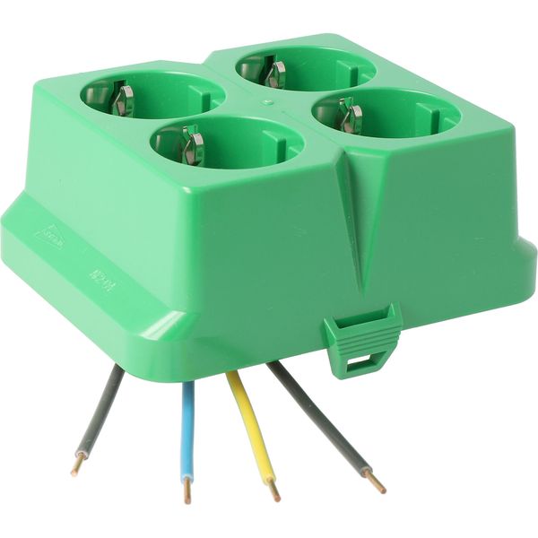 AK2-C4 Cover, integrated 4-way socket green image 1