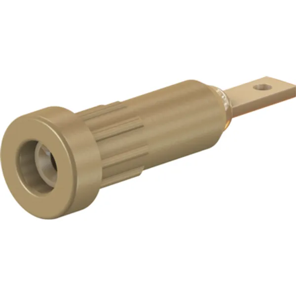 2 mm socket, flat plug connection, mounting Ø 4.9 mm, brown, 23.1011-27 image 1