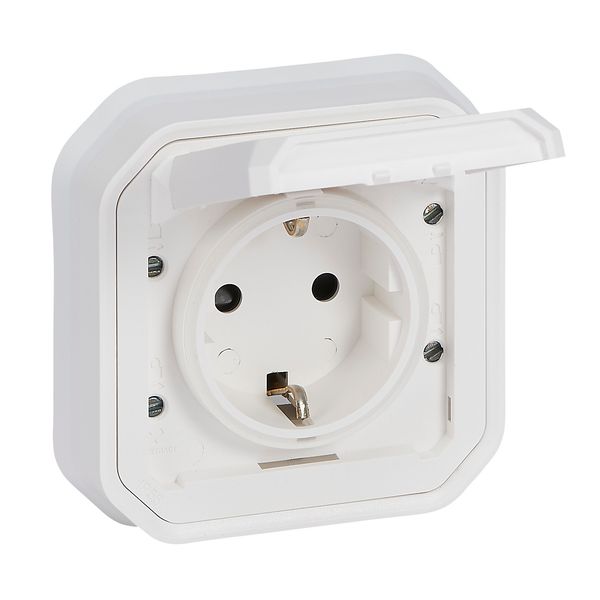 PLEXO GERMAN STANDARD SOCKET OUTLET WITH SCREW TERMINALS - WHITE - FLUSH image 1