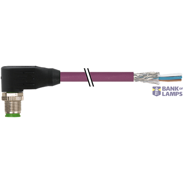 M12 male 90° A-cod. with cable PUR AWG24+22 shielded vt 8m image 1