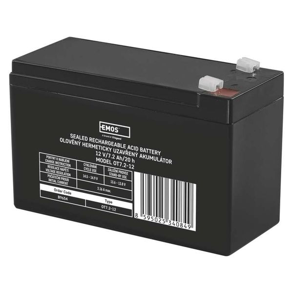 SLA battery 12V 7,2Ah faston 4,7 mm image 1