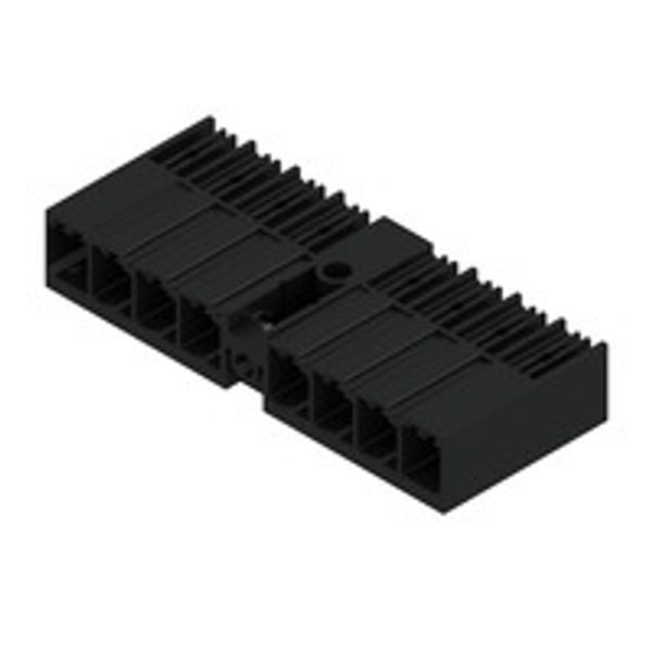 PCB plug-in connector, male header, closed side, Middle screw flange, THT solder connection, 7.62 mm, Number of poles: 8, 180°, Solder pin length (l): 3.5 mm, tinned, black, Box image 1
