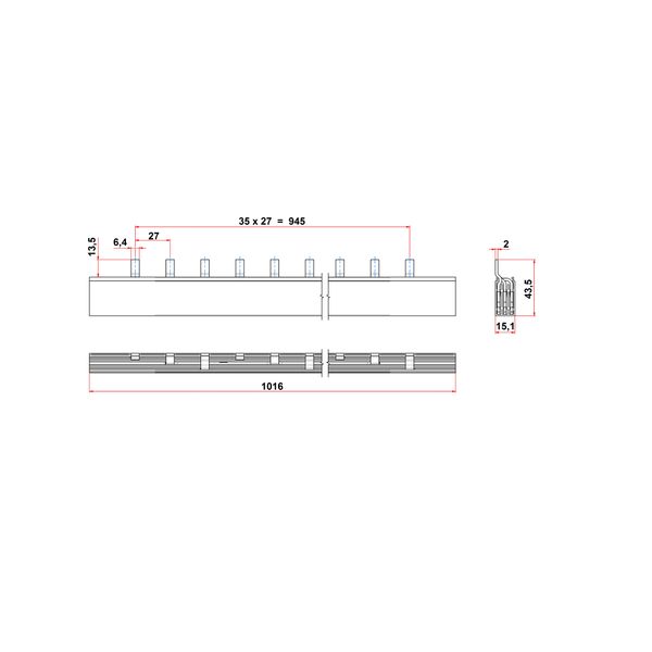 ARROW S Busbar Pin Version 35mmý,, MW=27mm, 3-pole, 1m (The price is shown without markup on metals. Request a quote for accurate information) image 1