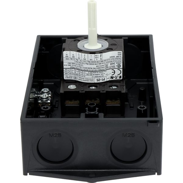 P1-25/I2/SVB Main switch, P1, 25 A, surface mounting, 3 pole, Emergency switching off function, With red rotary handle and yellow locking ring, Lockable in the 0 ( image 21