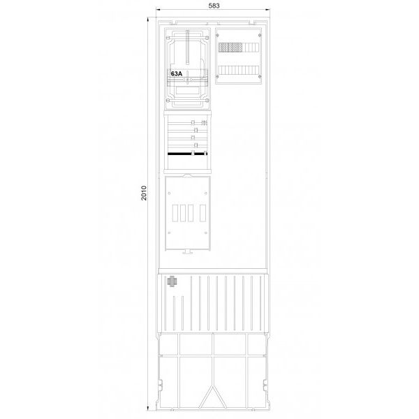 Meter connection column 2-field, H=2010mm, 3.HZ, hood with door, ZSA202-2-ZK-HAK-HT (ZSA202-2-ZK-HAK-HAT) image 1