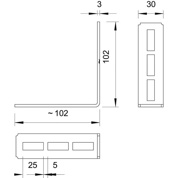 CMW90FT Installation profile 90Â° 102x102x30 90° mounting bracket FT image 2