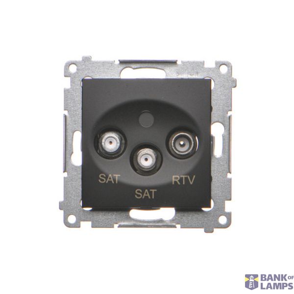 SAT-SAT-RTV double aerial socket, atten.: 1dB, black matt image 1