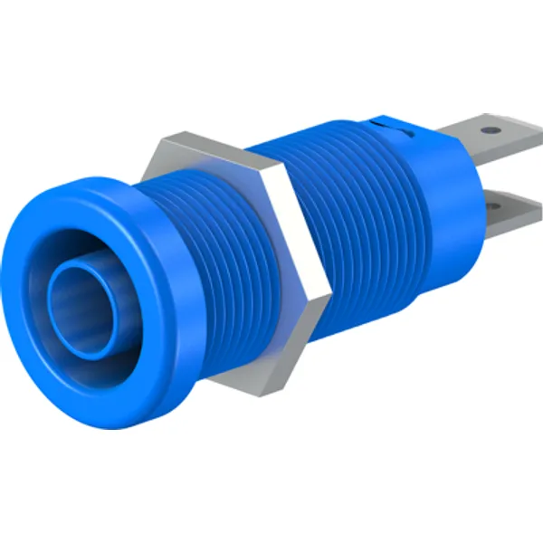 4 mm socket, flat plug connection, mounting Ø 12.2 mm, CAT IV, blue, 66.9131-23 image 1