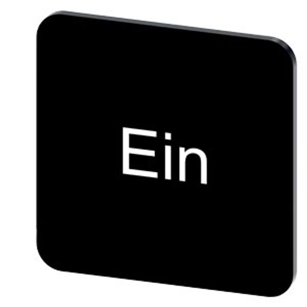 Labeling plate 22 x 22 mm, label black, labeling: Ein image 1