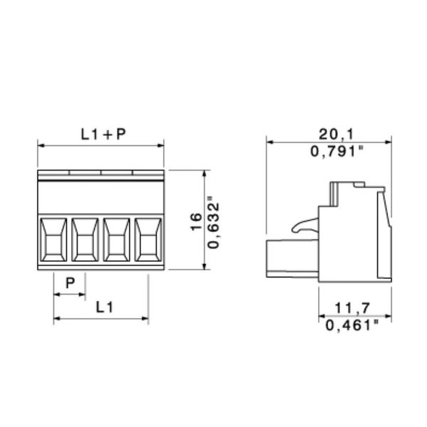 PCB plug-in connector, female plug, 5.08 mm, Number of poles: 4, 180°, Clamping yoke connection, Clamping range, max. : 4 mm², Box image 1