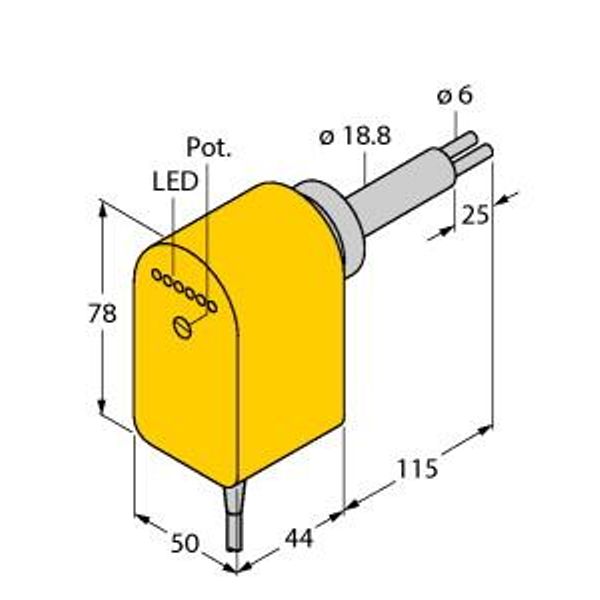 Flow Monitoring Immersion Sensor with Integrated Processor   FCS-HA2P-VRX/24VDC/AL115 6M image 1