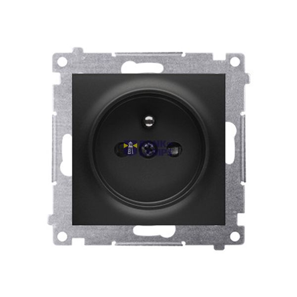 Socket outlet with earthing and shutters, (module), 16A, 250V, quick connection, black matt image 1