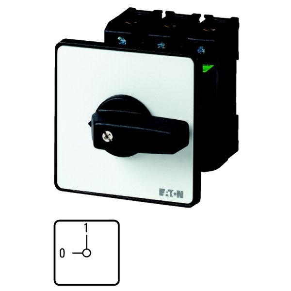P3-100/E/HI11 On-Off switch, P3, 100 A, flush mounting, 3 pole, 1 N/O, 1 N/C, with black thumb grip and front plate image 1