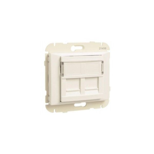COV RING W/DOUB SUPPORT F/RJ45 CONNECT WHITE image 1