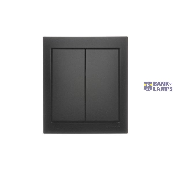 IP44 double two-way switch illuminated without pictogram, 10AX, black matt image 1