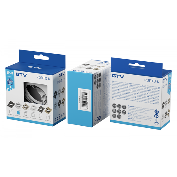 Spot luminaire housing PORTO-K with adjustment, IP20, square, chrome image 2