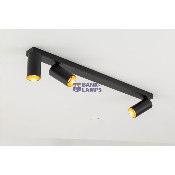 KAMI, ceiling-mounted light, 3x max. 10W, GU10, black/gold image 3