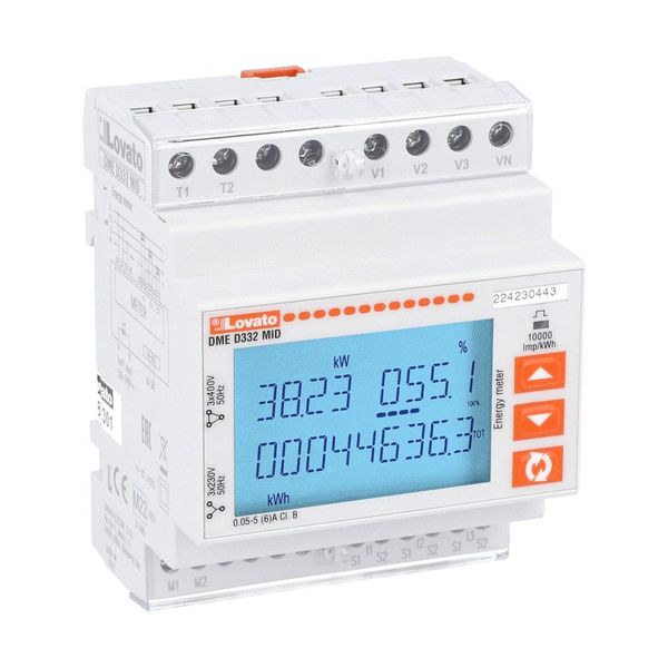 Energy meter, three-phase with or without neutral, MID certified, non expandable, connection by CT /5A secondary, 4U, M-BUS interface, multi-measurements image 1