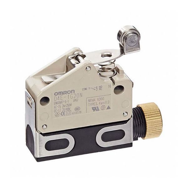 Limit switch, slim sealed, screw terminal, micro-load, roller lever D4EN0035F image 2