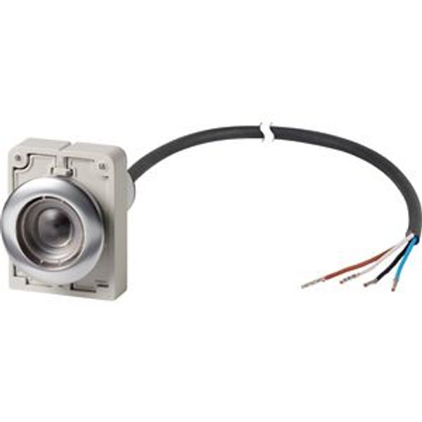 Pushbutton, Flat, momentary, 1 N/O, Cable (black) with non-terminated end, 4 pole, 3.5 m, Without button plate, Metal bezel image 2