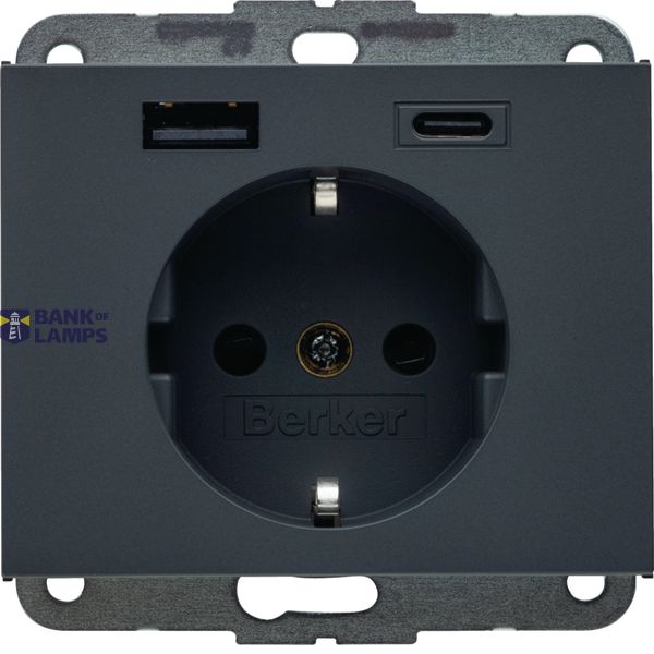 WCD RA, USB A + USB C (PD), Berker K.1 anthracite image 1