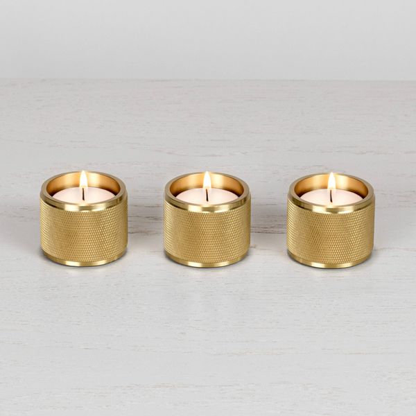 TEALIGHT CANDLE HOLDER / CROSS / BRASS / SET OF 3 image 2