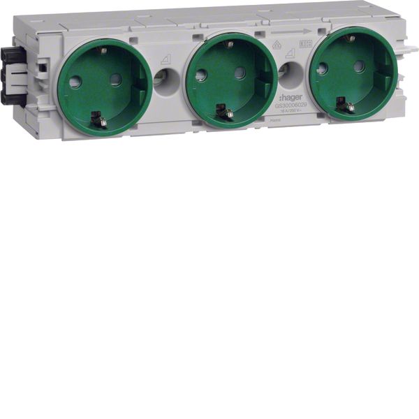 Socket-outlet 3-g. Wago C-Profile green image 1