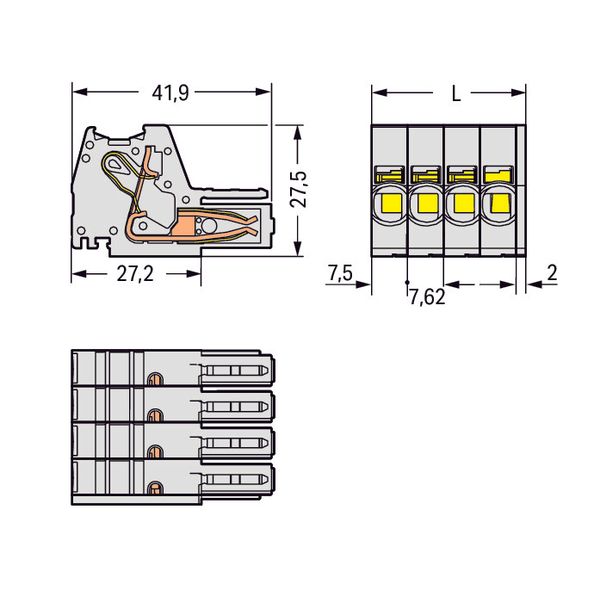 1-conductor female connector Push-in CAGE CLAMP® 10 mm² light gray image 3