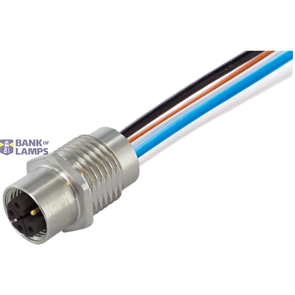 M12 Power female recept. L-cod. front incl.nut PE-X-wires 4x2.5 UL 3m image 1