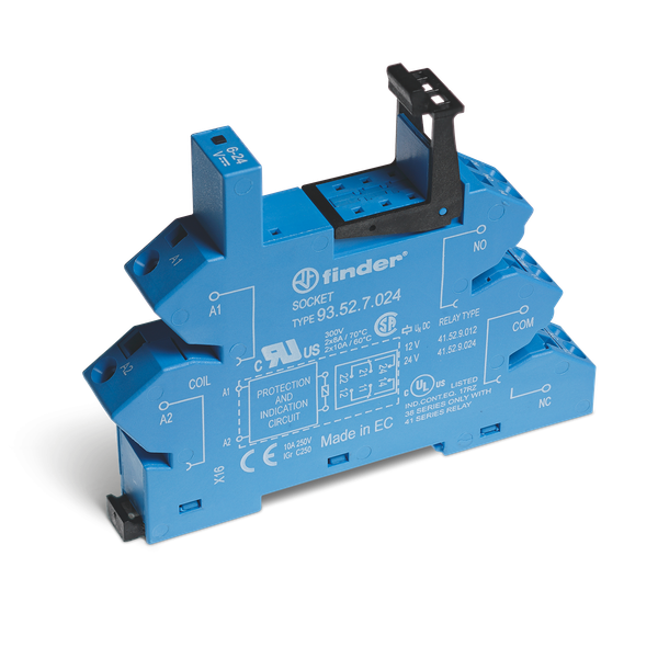 Blue terminal connection foot 110–125VUC for 35mm rail, 41.52/61/81 (93.52.0.125) image 2