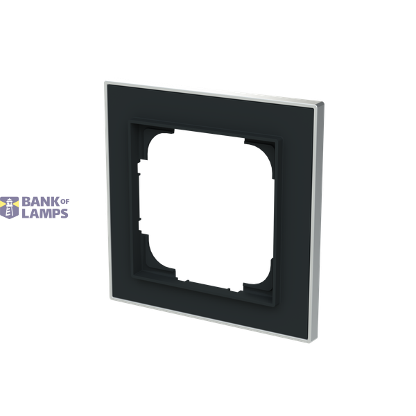 1721-456M-500 Cover  with decor ring, 1gang black matt chrome image 2