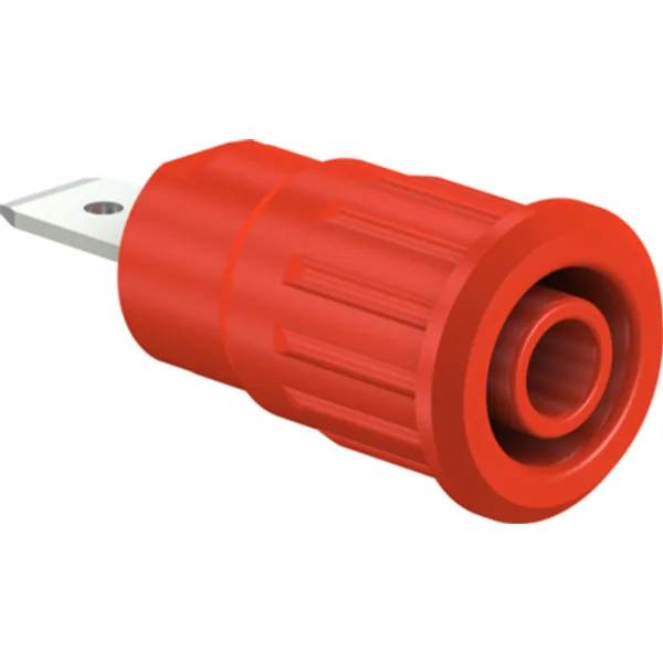 4 mm socket, flat plug connection, mounting Ø 12.2 mm, CAT III, CAT IV, red, 49.7073-22 image 1