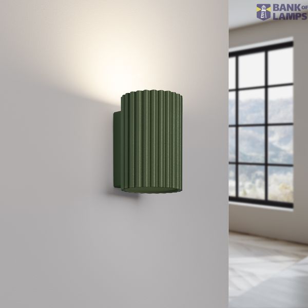 GREEN WALL LAMP WITH ELEGANT GROOVES ON THE LAMPSHADE FROM THE KARBON OLIVE GREEN SERIES image 6