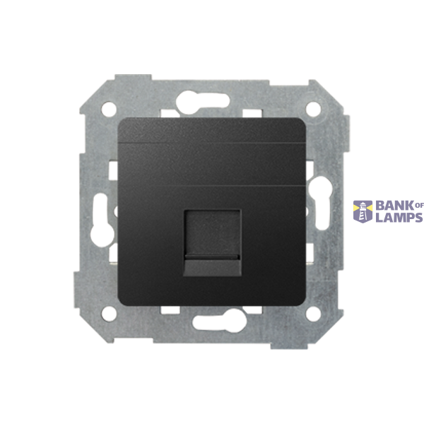 Singe flat Keystone IT/telephone socket cover, Graphite image 1