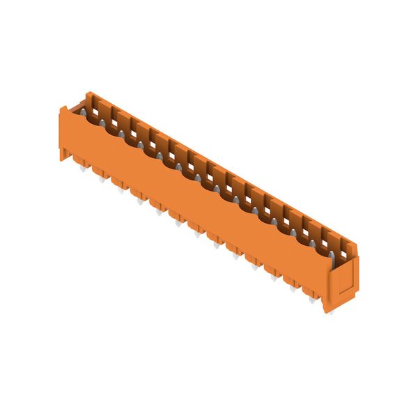 PCB plug-in connector, male header, Dovetails for fixing blocks, THT solder connection, 5.08 mm, Number of poles: 14, 180°, Solder pin length (l): 3.2 mm, tinned, orange, Box image 4