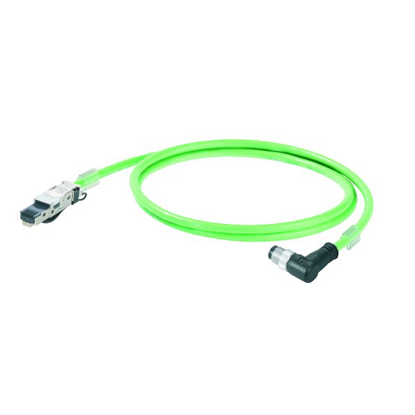 Dragline cable, PROFINET, M12 D-code – IP 67 angled pin, RJ45 IP 20, Cat.5 (ISO/IEC 11801) / Cat.5e (TIA T568-B), PUR, 10 m image 1