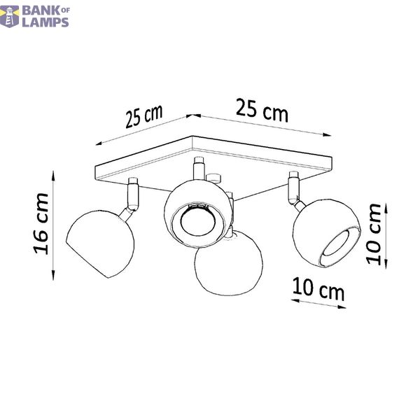CEILING LAMP OCULARE 4 BLACK GU10 4X40W IP20 image 7