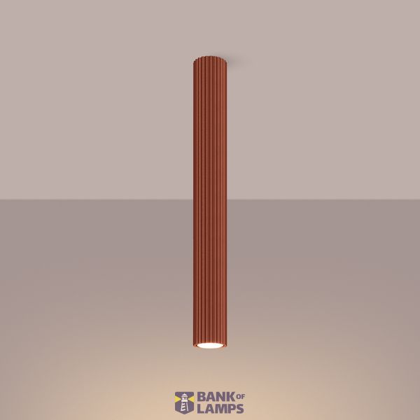 Cylindrical ceiling lamp, grooved tube, red, GU10, KARBON image 11