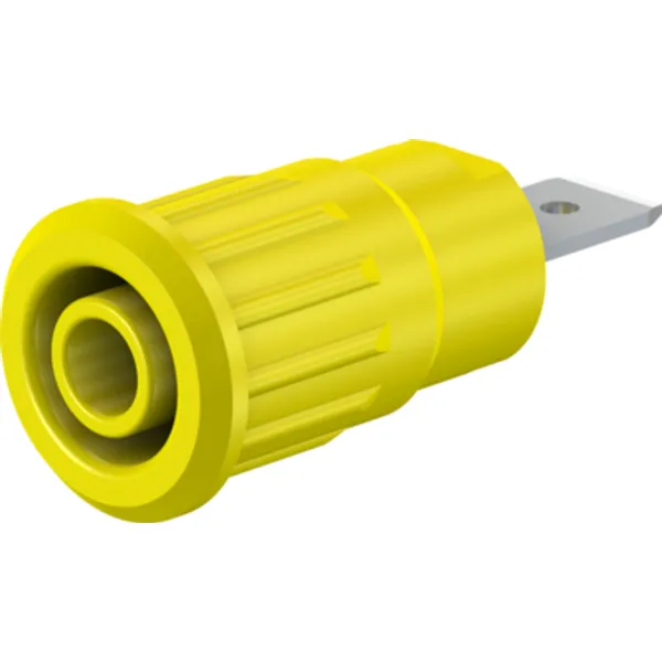 4 mm socket, flat plug connection, mounting Ø 12.2 mm, CAT III, CAT IV, yellow, 49.7073-24 image 1