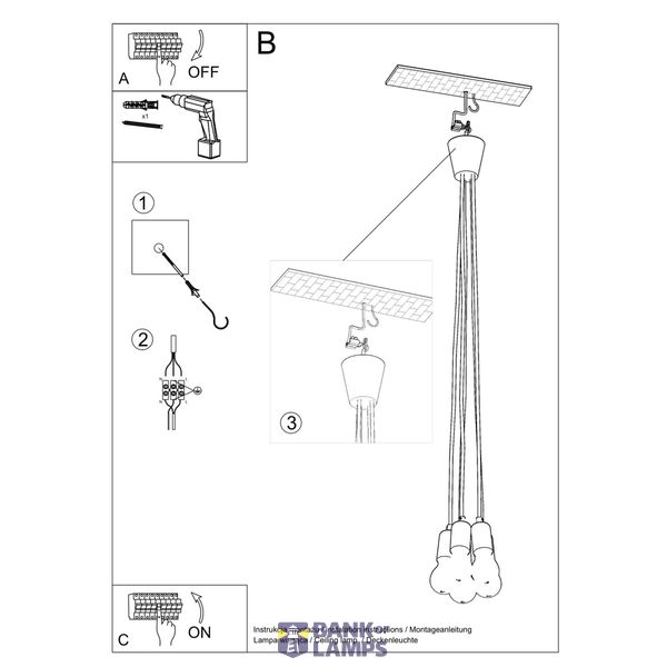 Hanging lamp DIEGO 5 orange E27 5x60W IP20 image 8